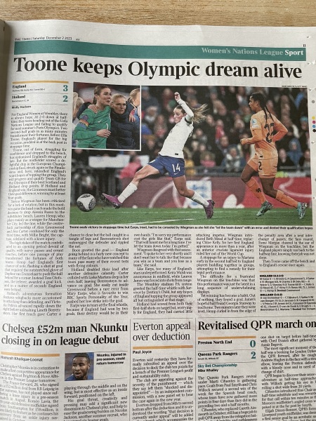 Lionesses' victory against Netherlands last night