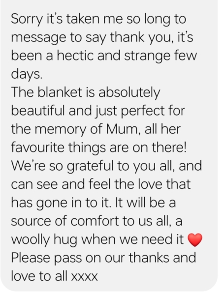 Woolly Hugs: A blanket in memory of JanH.