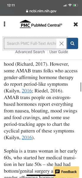 Genuine question - can trans women experience cramps during their ‘time of the month’?