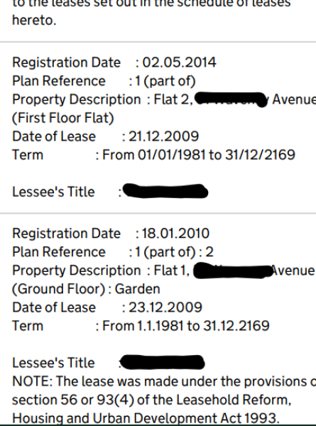 Original lease "determined register closed" and longer lease started - is that correct >