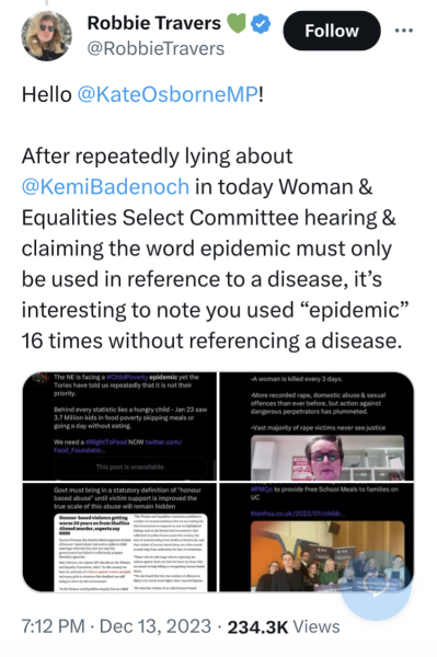 Kemi Badenoch to face Women & Equalities Committee’s questions on equalities issues - 13 December 2023