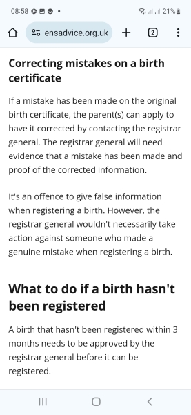 Birth certificate legalities