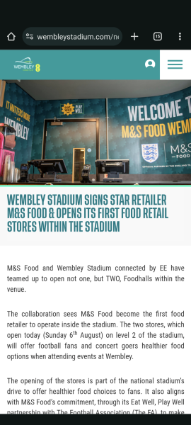 Wembley stadium food and drink - M&S??