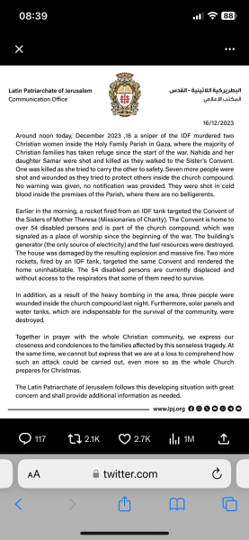 Layla Moran's family trapped in Catholic church and under attack from IDF