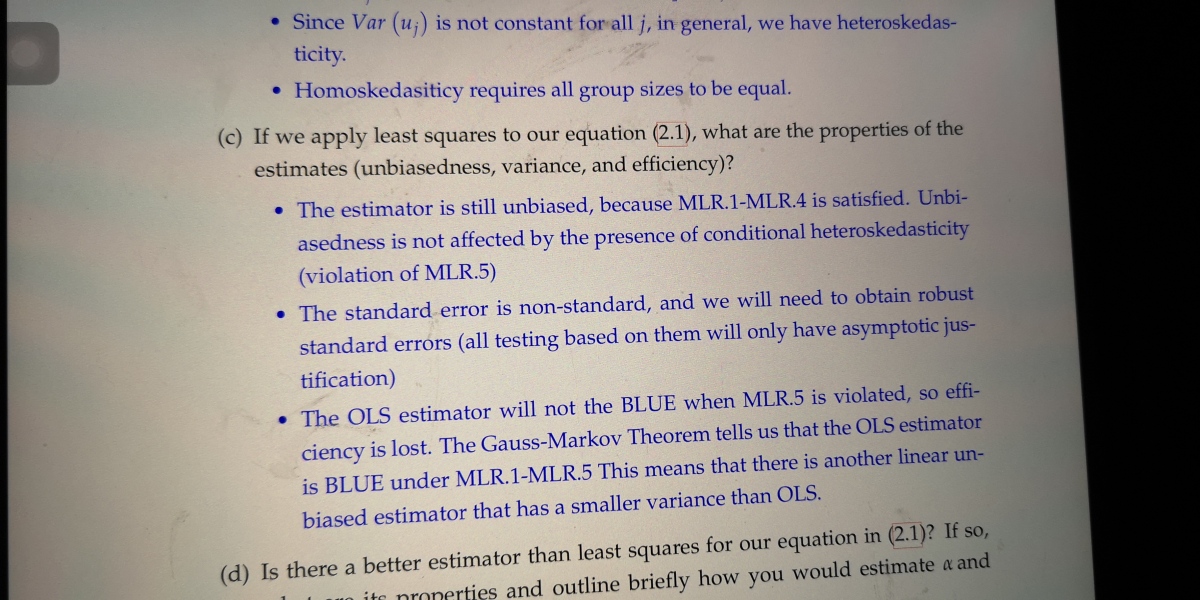 Can anyone help with an Econometrics Question?