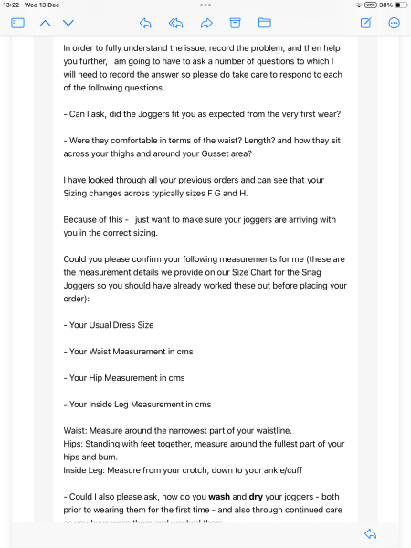 Is it reasonable for a company to demand my measurements before helping me?