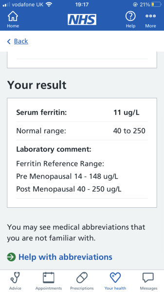 Help with ferritin levels