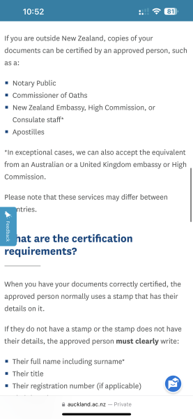Applied for a nursing degree in New Zealand