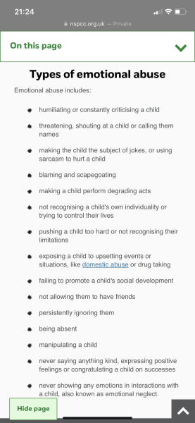 Child’s dad highly critical of her.