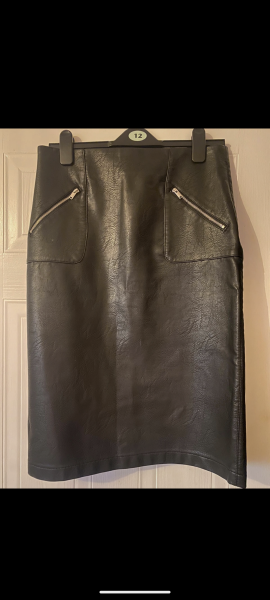 Leather midi skirt