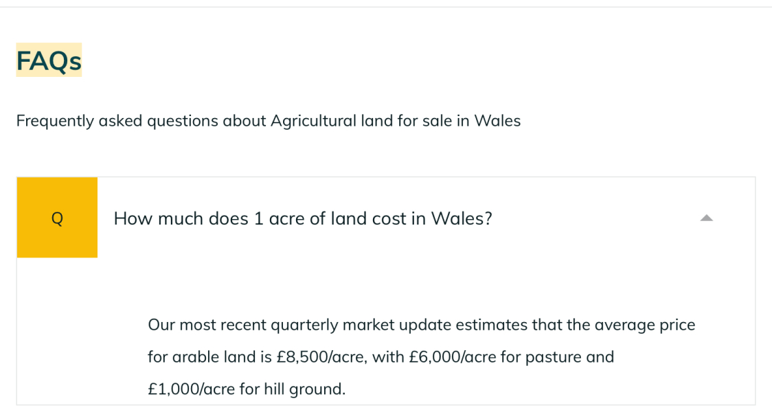 How much for an acre of land in mid-Wales?