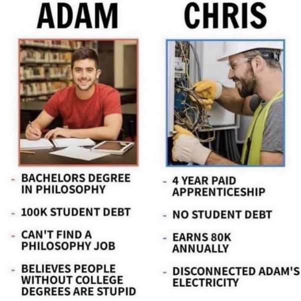 Anyone had an academic child go down the trades / vocational path?