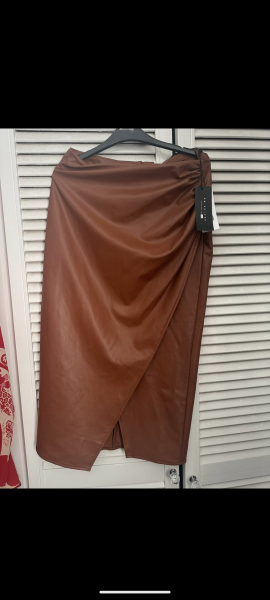 Leather midi skirt