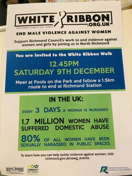 White Ribbon Walk in Richmond 9th December to end MVAWG