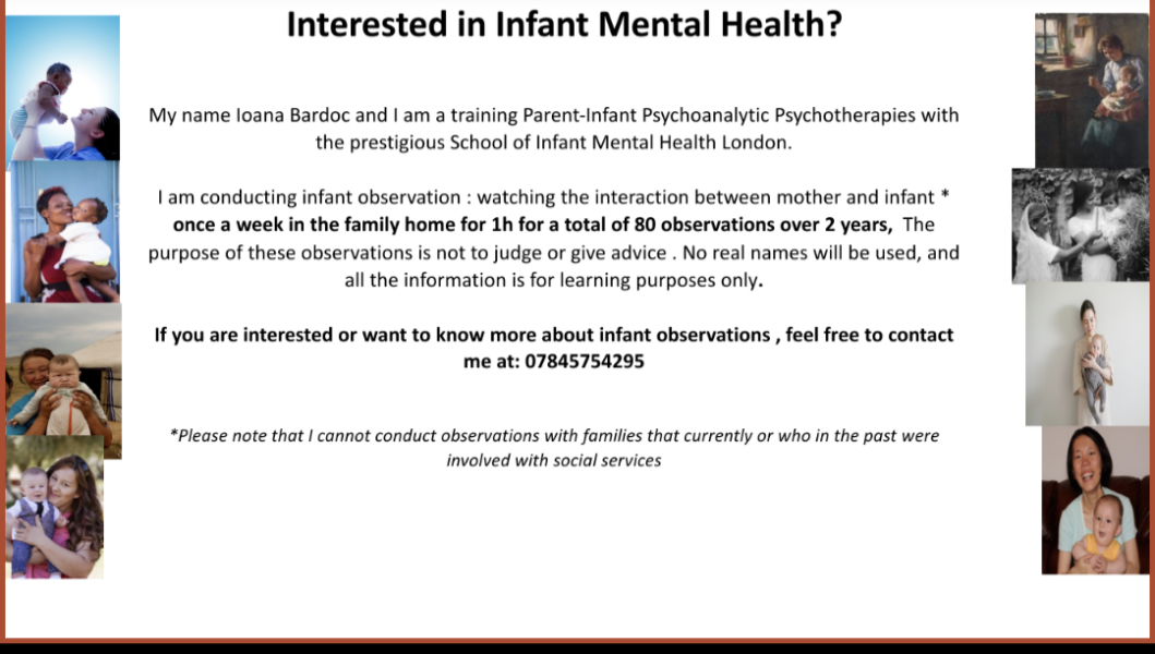 *Help needed for Infant Observation*