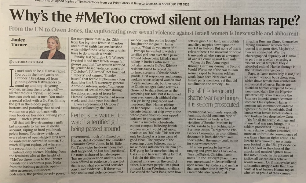 Feminism, rape, and Israel. Content warning.