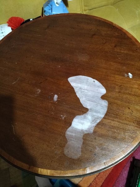 Big water mark (I think) on wooden table. Help!!