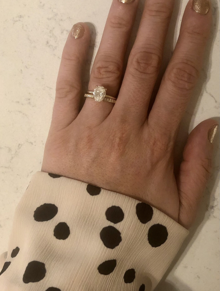 What looks good with an oval diamond ring?