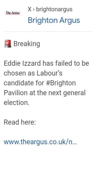 Eddie Izzard running for Labour MP in Brighton