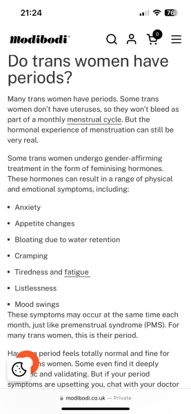 Trans women do not have periods.