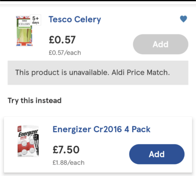 And so the Christmas food shop substitution start…
