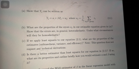Can anyone help with an Econometrics Question?