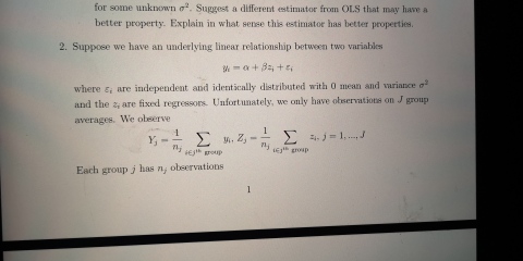 Can anyone help with an Econometrics Question?