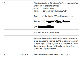 Original lease "determined register closed" and longer lease started - is that correct >