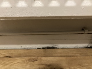 Black dust by skirting boards