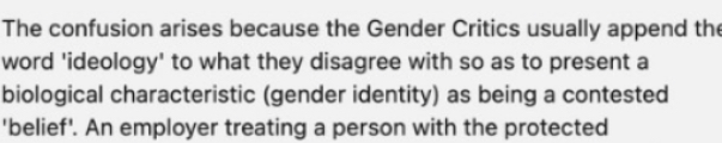 Victoria McCloud comment re Forstater