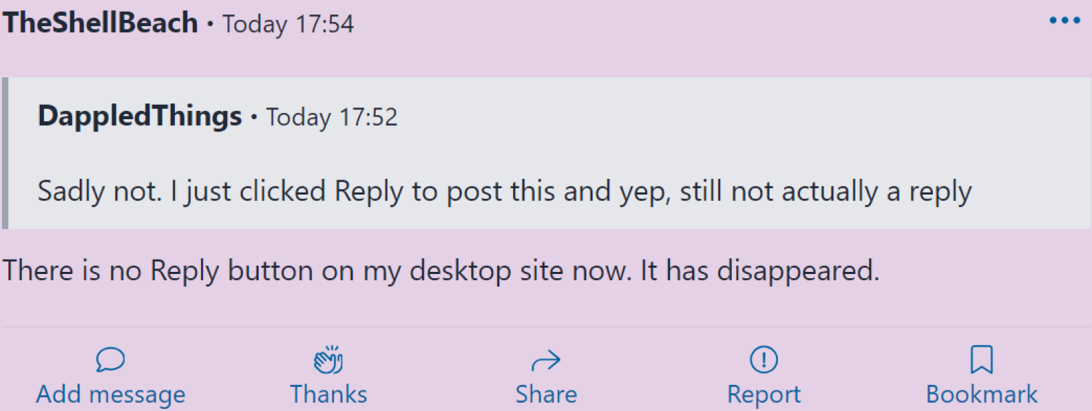 I would like a reply to the "Reply" issue