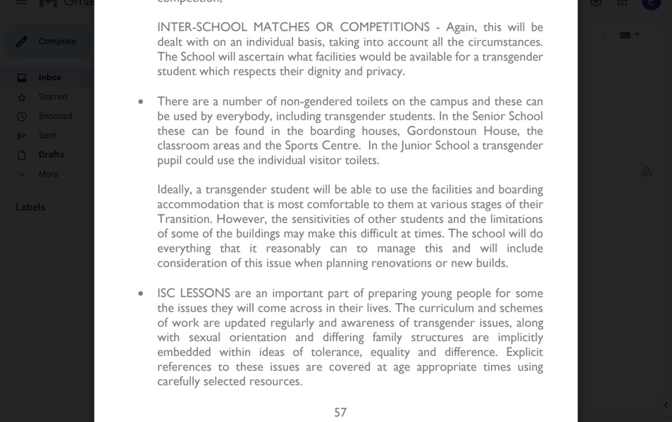 Some boarding schools allowing pupils to sleep in dormitories of preferred gender