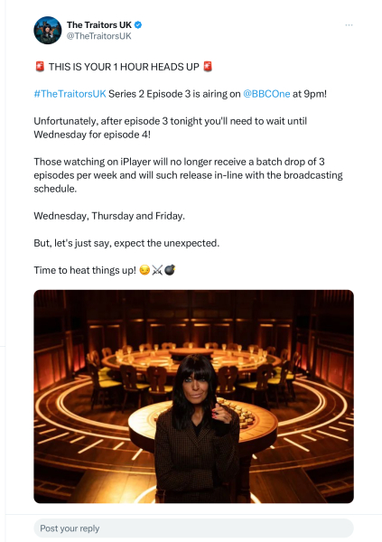 Traitors Season 2 starts this week *Tv pace/No spoilers*