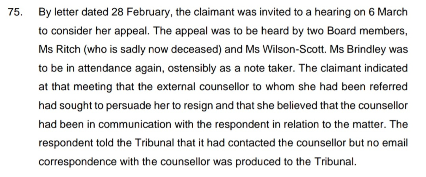 Another GC employment tribunal. Roz Adams vs Edinburgh Rape Crisis Centre #2