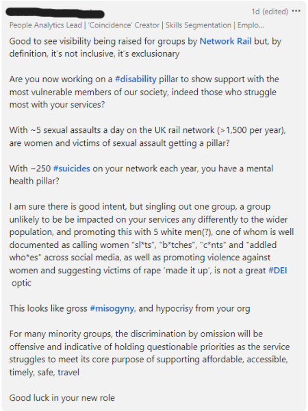 London Bridge railway station political gender flags - how to complain