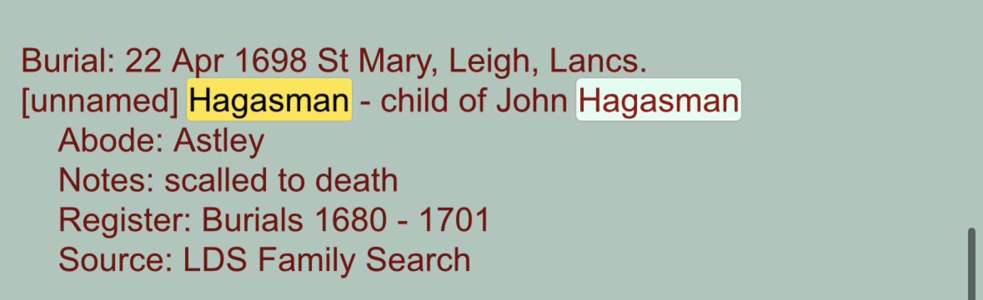 What would 'scalled to death' have meant in 1690?