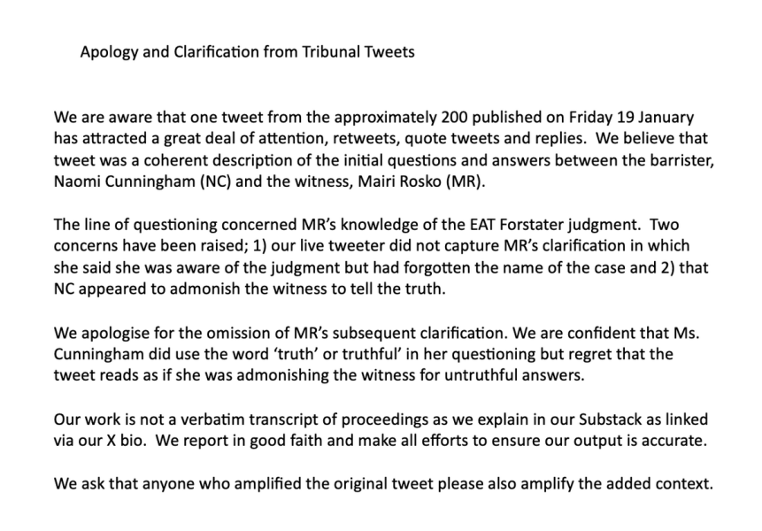 Another GC employment tribunal. Roz Adams vs Edinburgh Rape Crisis Centre #2