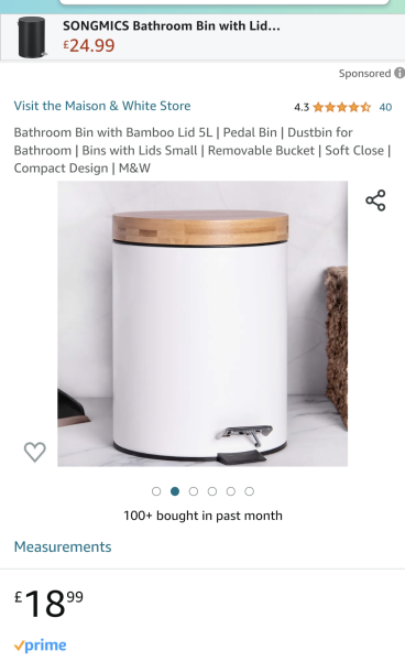 bathroom bin where bin liner is not visible