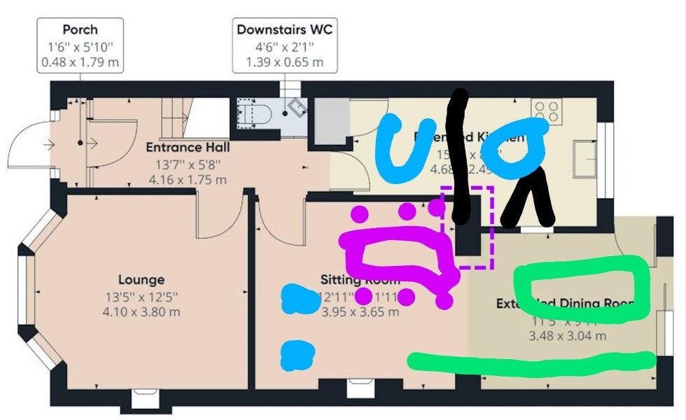 Floorplan suggestions - creating a kitchen-diner in an extended 1930's house
