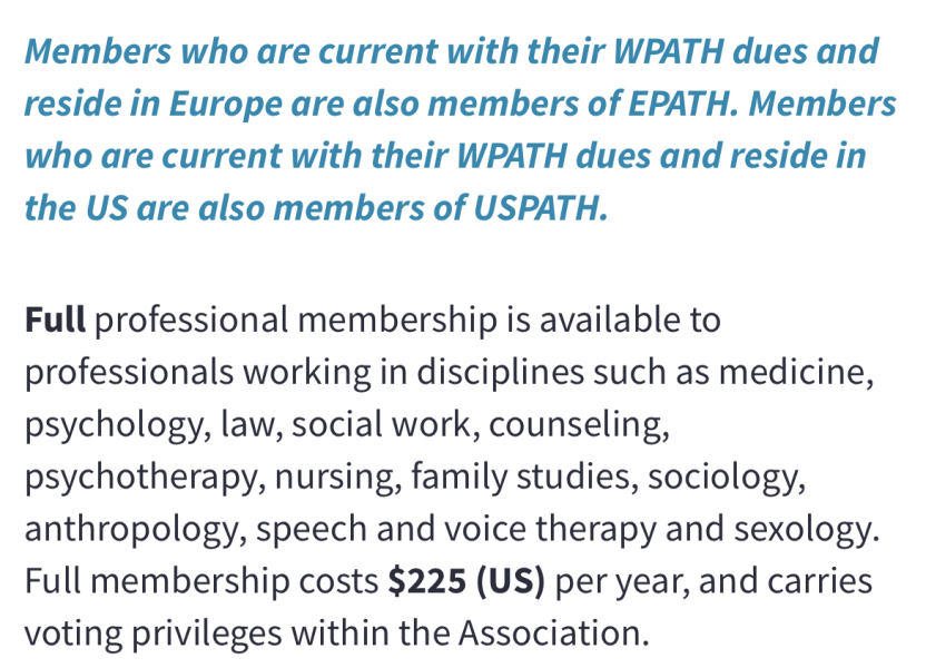 WPATH individual membership dropping like a stone