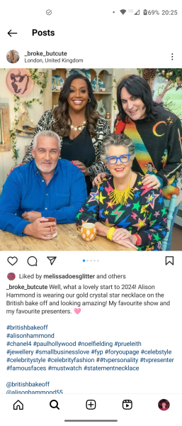 Alison Hammond star necklace, New Year Bake off