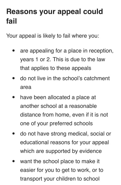 Primary school appeal Y5