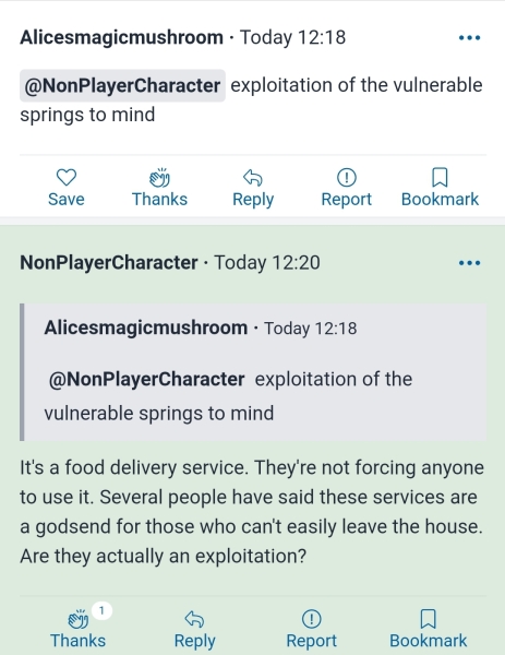 to think that Deliveroo etc should be banned!