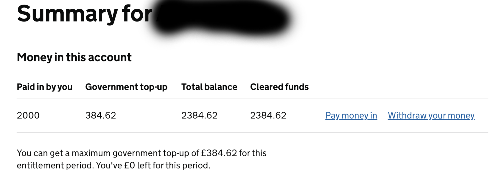 Tax Free childcare - just added my 3rd child and topped up £2000, but only received £384.62 top up... why?
