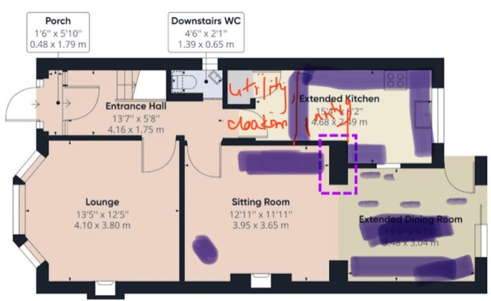 Floorplan suggestions - creating a kitchen-diner in an extended 1930's house