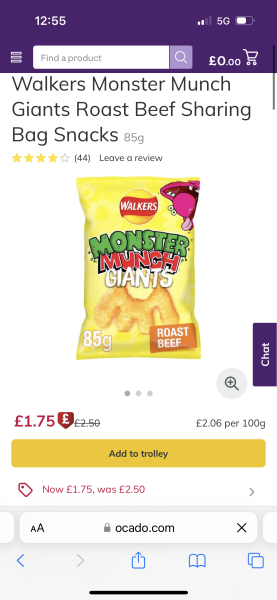 To eat a packet of monster munch per day