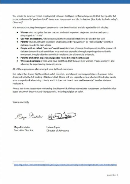 London Bridge railway station political gender flags - how to complain