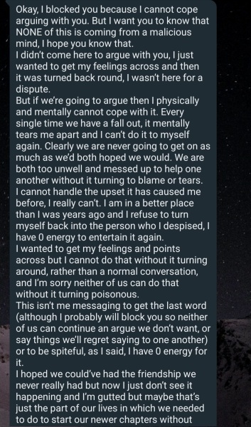 To cut off this toxic friendship?