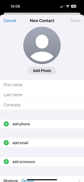 Pronouns on Apple IPhone Contacts