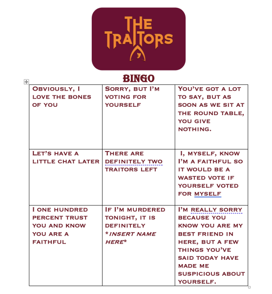 Traitors UK S2 Thread 5 - “Another man? Just like olden times”